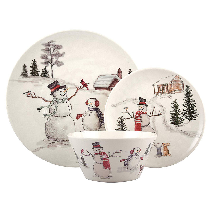 Melange 18 Piece 100 Melamine Dinnerware Set for 6 Christmas